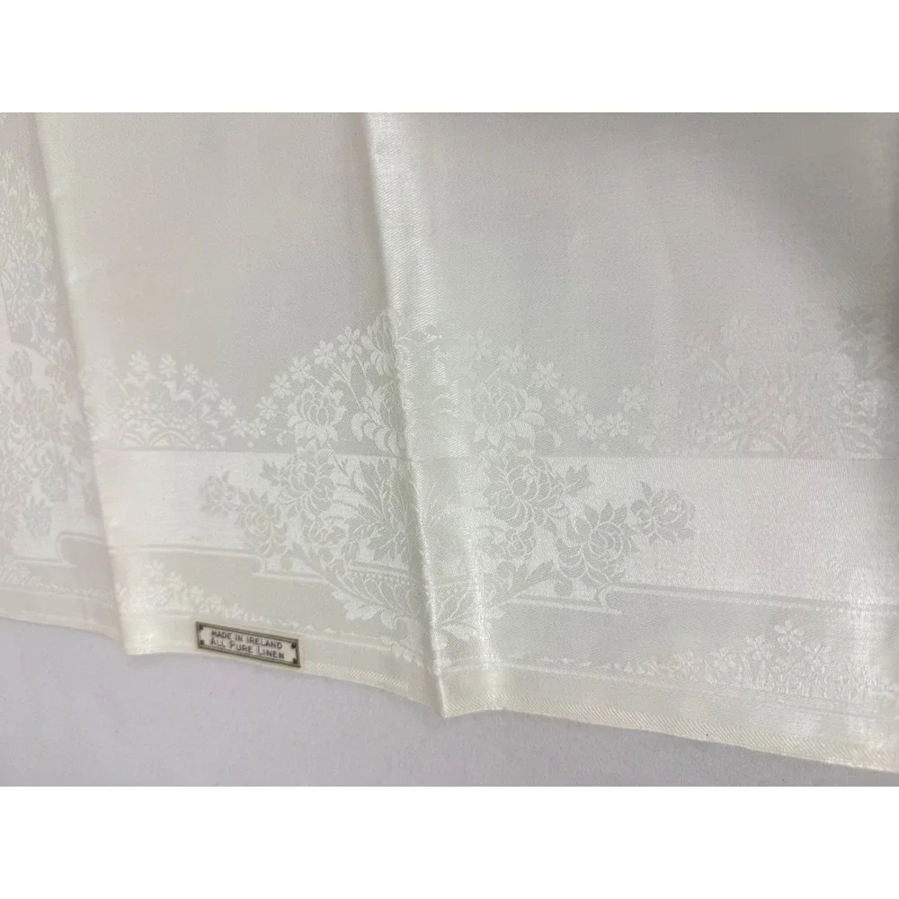 Shamrock All Pure Linen Napkins Made‎ in Ireland Set of 3 Damask Floral